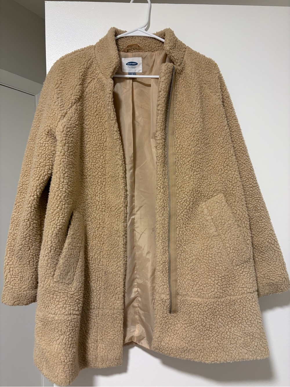 Old Navy Beige Teddy Sherpa Coat - Women